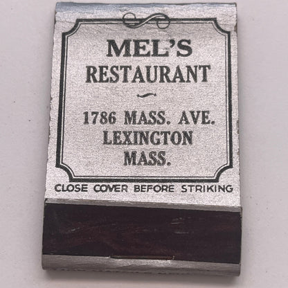 Mel's Restaurant Lexington MA Vintage Matchbook Cover TB8-MB2-9