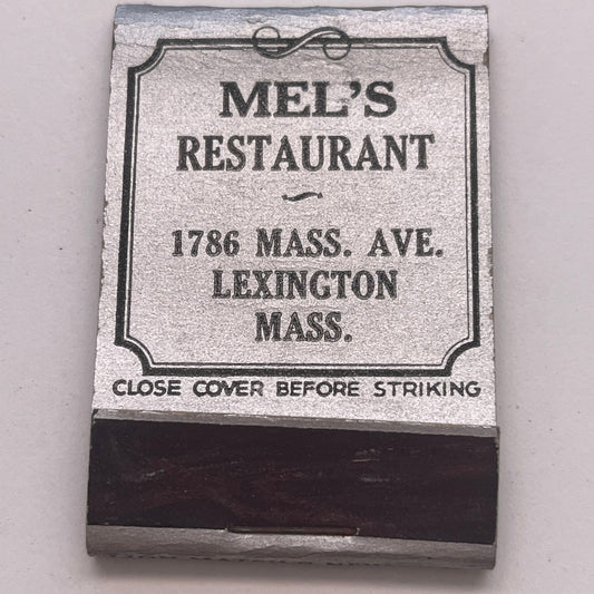 Mel's Restaurant Lexington MA Vintage Matchbook Cover TB8-MB2-9