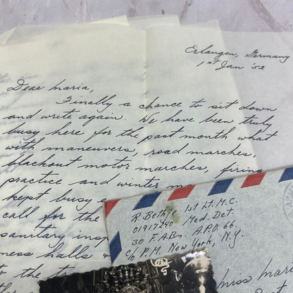 1952 Army Letter Lt. R. Bethje to Maria Vartal from Erlangen Germany AE7