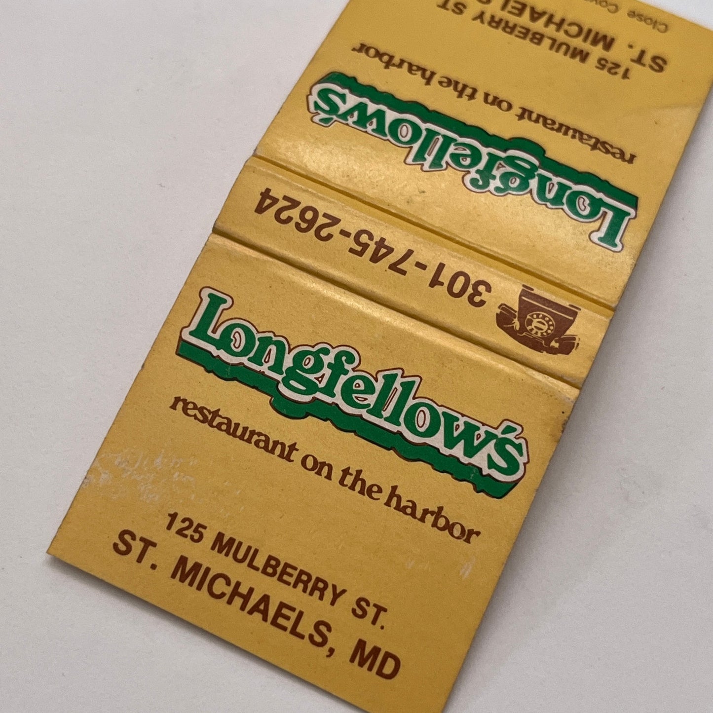 Longfellow's Restaurant St. Michaels MD Vintage Matchbook Cover MM2-8