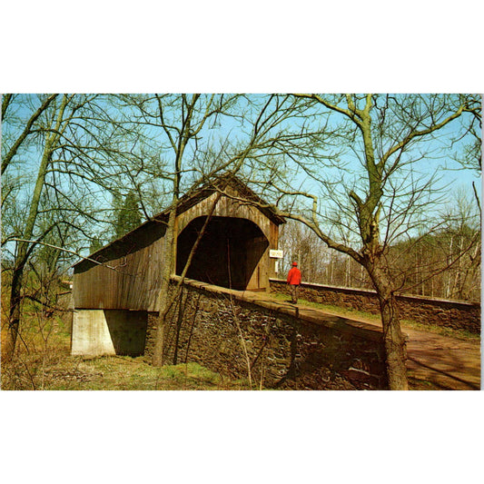 Frankenfield Covered Bridge Bucks County 51 PA Vintage Bridge Postcard PD3