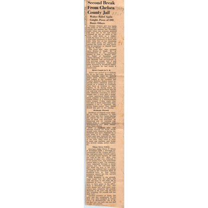 1951 News Clipping Second Jailbreak at Chelsea County Jail AF7-E7