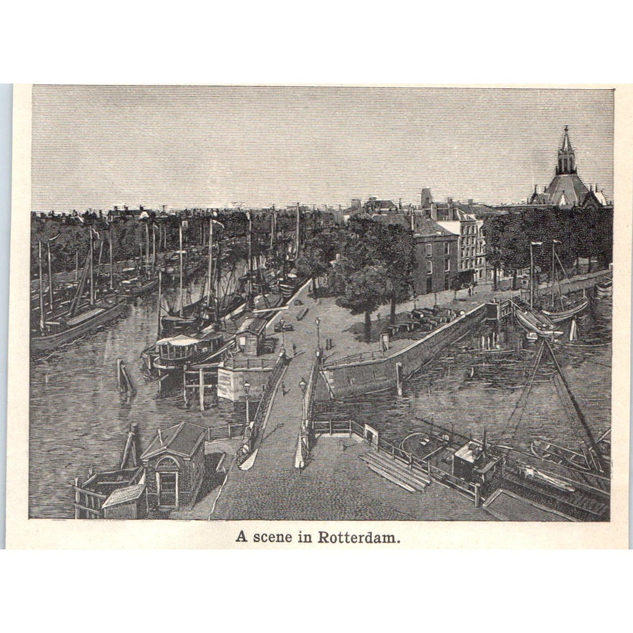 A Scene in Rotterdam 1901 Engraving AF2-A6