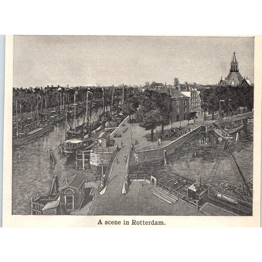 A Scene in Rotterdam 1901 Engraving AF2-A6