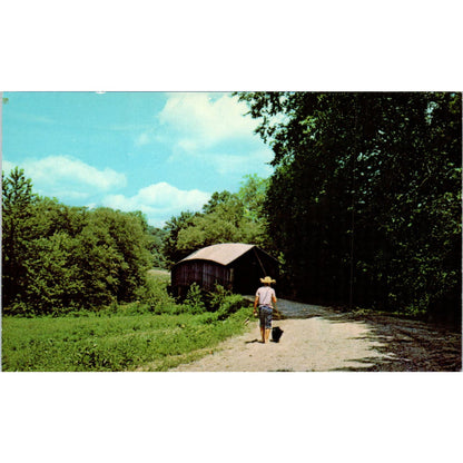 Humpbacked Bridge Wellston Ohio Covered Bridge Postcard PB13