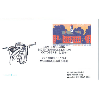 2004 Lewis & Clark Bicentennial Cutler Hall Stam Peace Pipe Postal Cover TG7-PC1