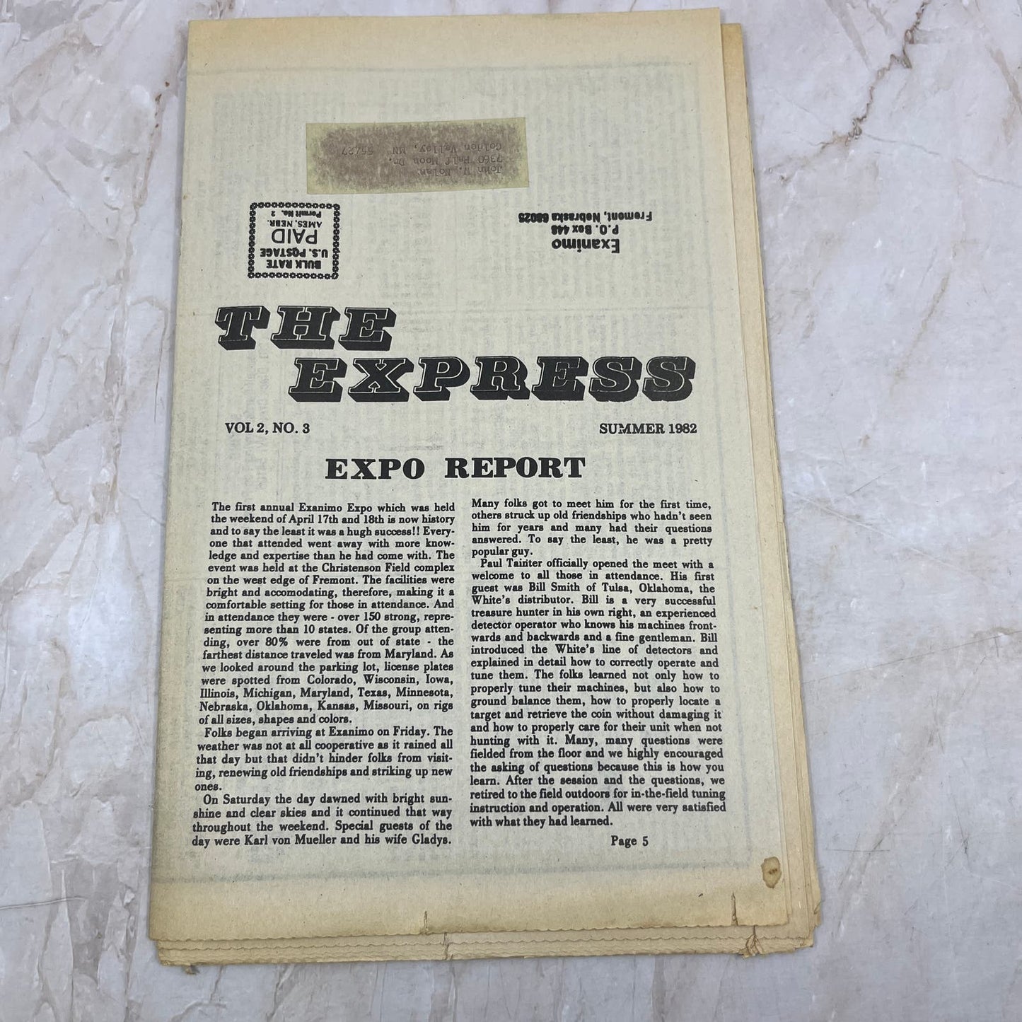 1982 Summer - Exanimo Express Treasure Hunting Newsletter - Ames NE M11