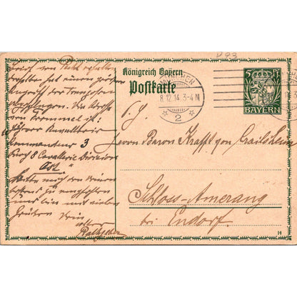München Schloss-Amerang 1914 German Reich Postcard TE2-GRP