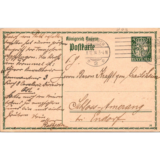 München Schloss-Amerang 1914 German Reich Postcard P5-12