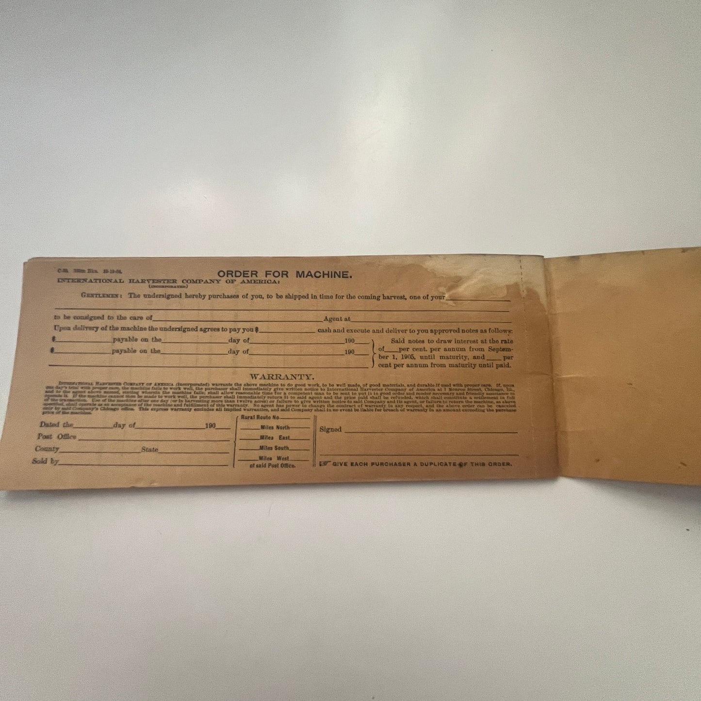 1904 International Harvester Company Farmer's Order Blank Booklet TG2-OB