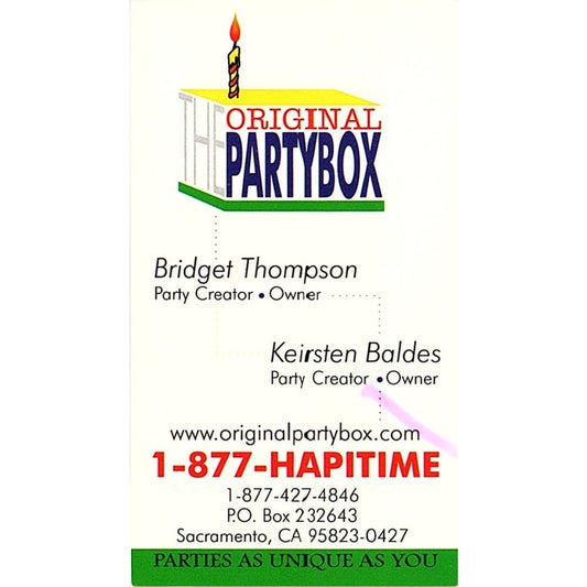 Bridget Thompson Original Partybox Sacramento CA Vintage Business Card SC9-B11