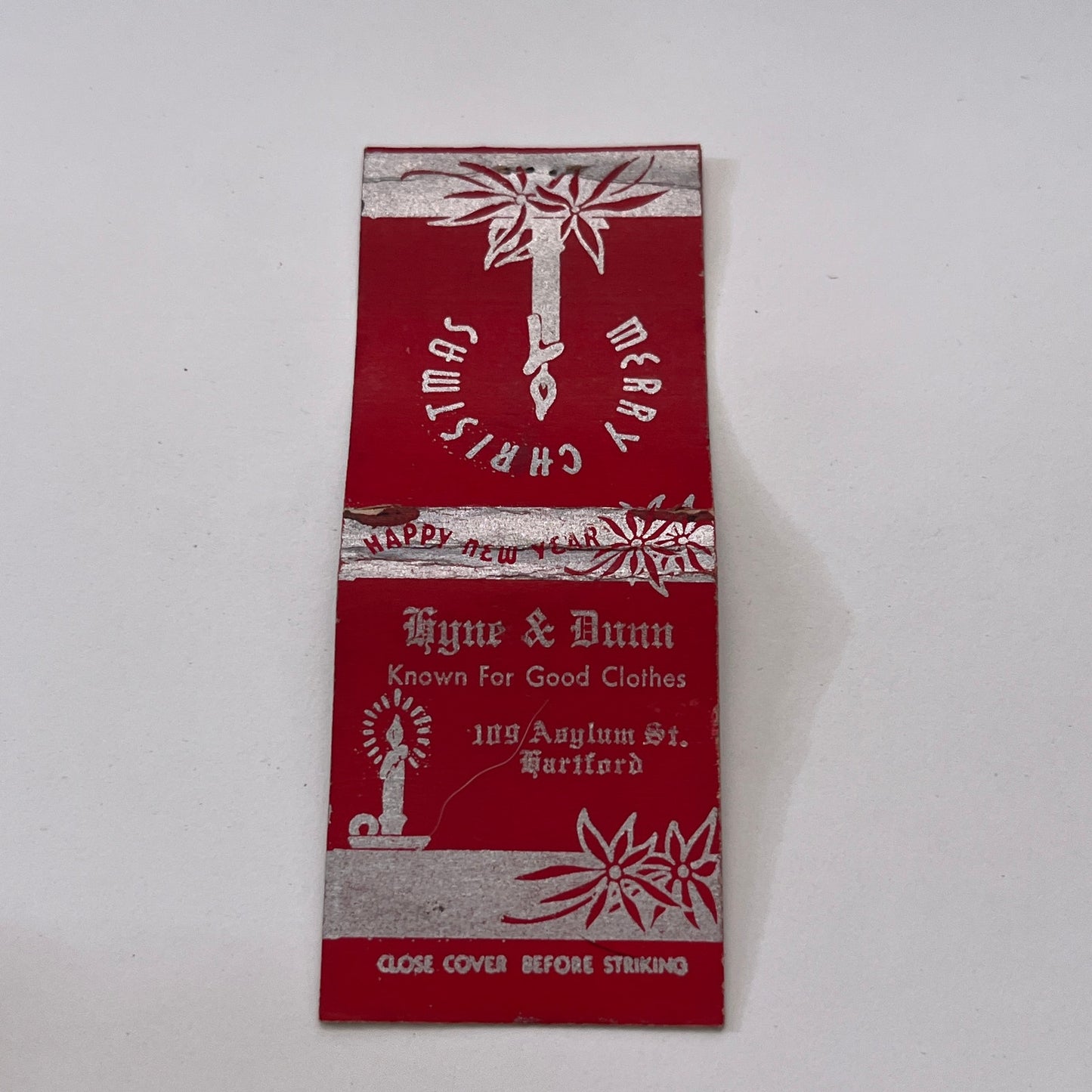 Hyne & Dunn Clothes Hartford CT Christmas Vintage Matchbook Cover TB8-MB-12