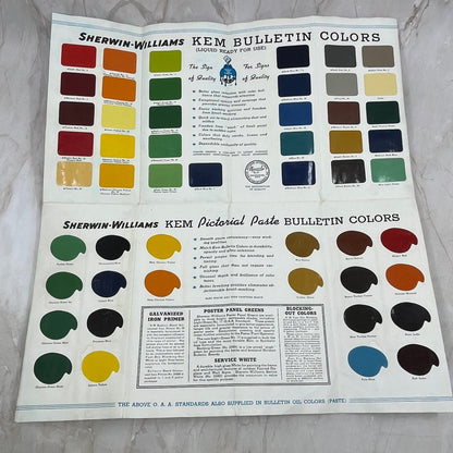 1939 Sherwin Williams Paint Swatch Fold Out Kem Pictorial Paste Colors AE3