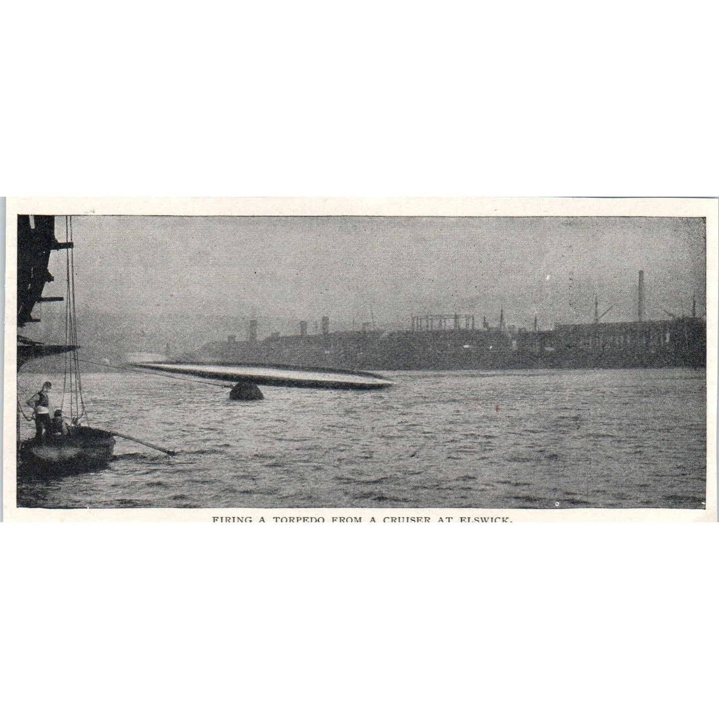 Firing a Torpedo from a Cruiser at Elswick 1897 Victorian Photo AE9-TS7