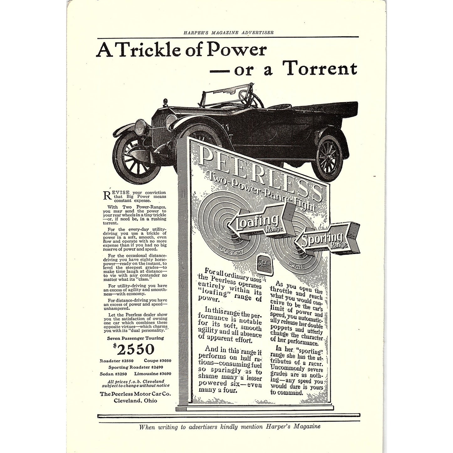 The Peerless Motor Car Co Cleveland Ohio c1920 Ad AF8-7