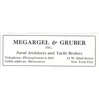 Megargel & Gruber Naval Architects Yacht Brokers New York City 1932 Ad AG2-M20