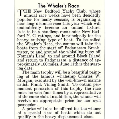 New Bedford Yacht Club Whaler's Race Trophy Charles W. Morgan 1932 Ad AG2-M18