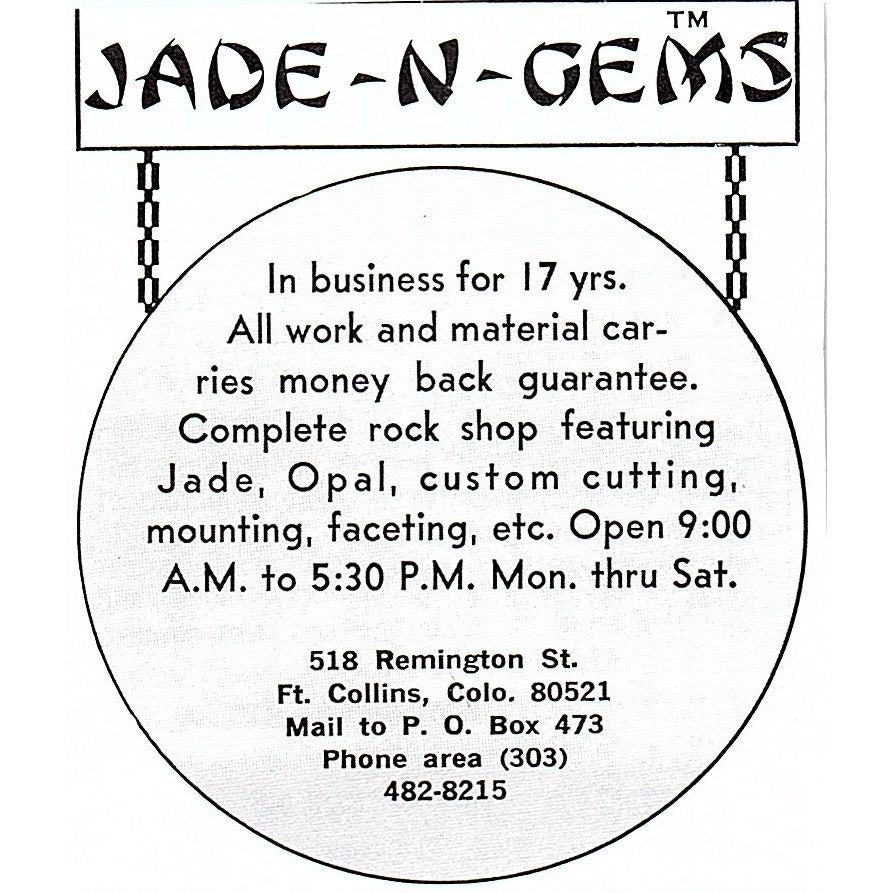 Andrea Bree Gem Co Gold Mountings El Cajon CA 1972 Ad AF8-M1