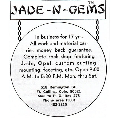 Andrea Bree Gem Co Gold Mountings El Cajon CA 1972 Ad AF8-M1