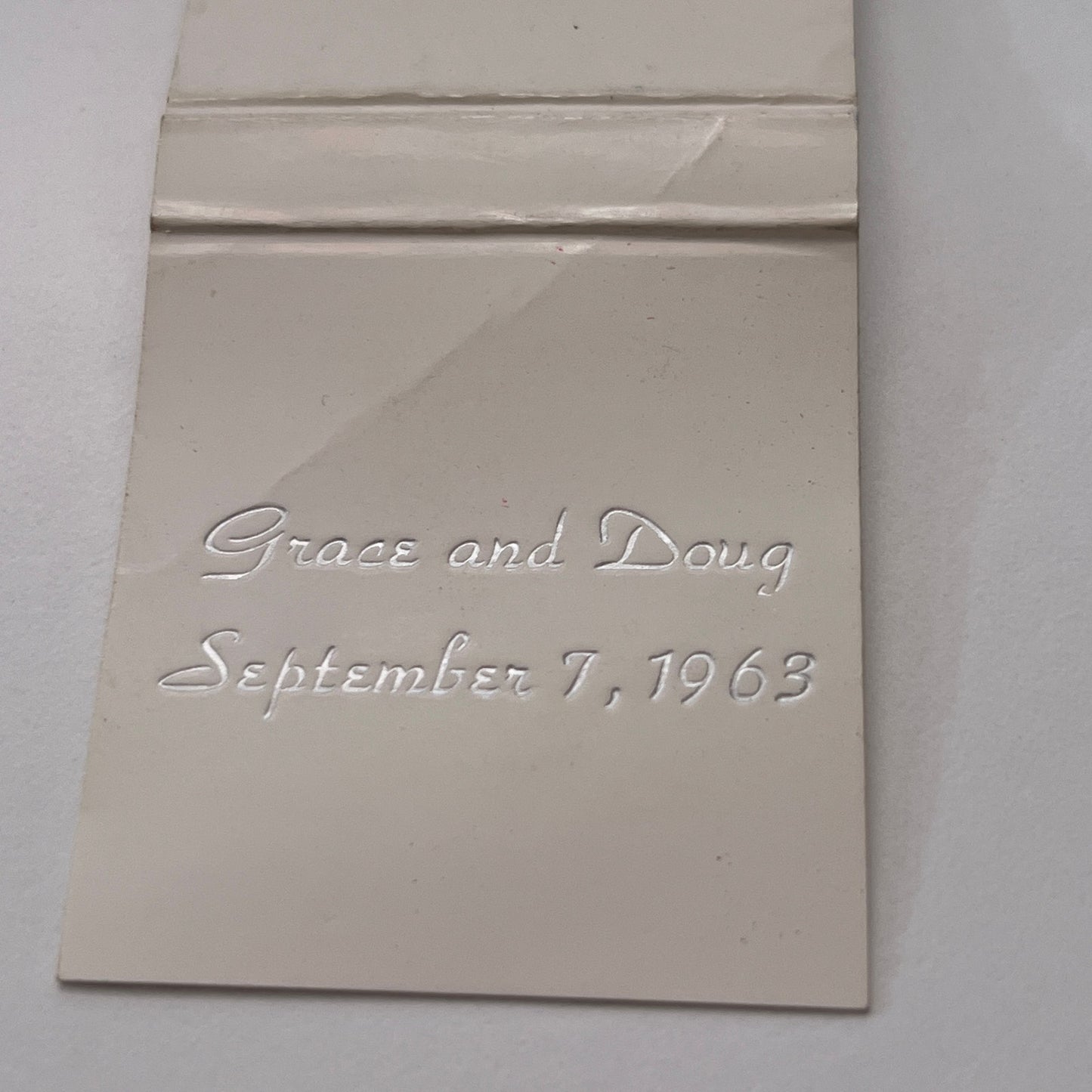 Grace and Doug Wedding Sept 7, 1963 Monogram Vintage Matchbook Cover MM3-3