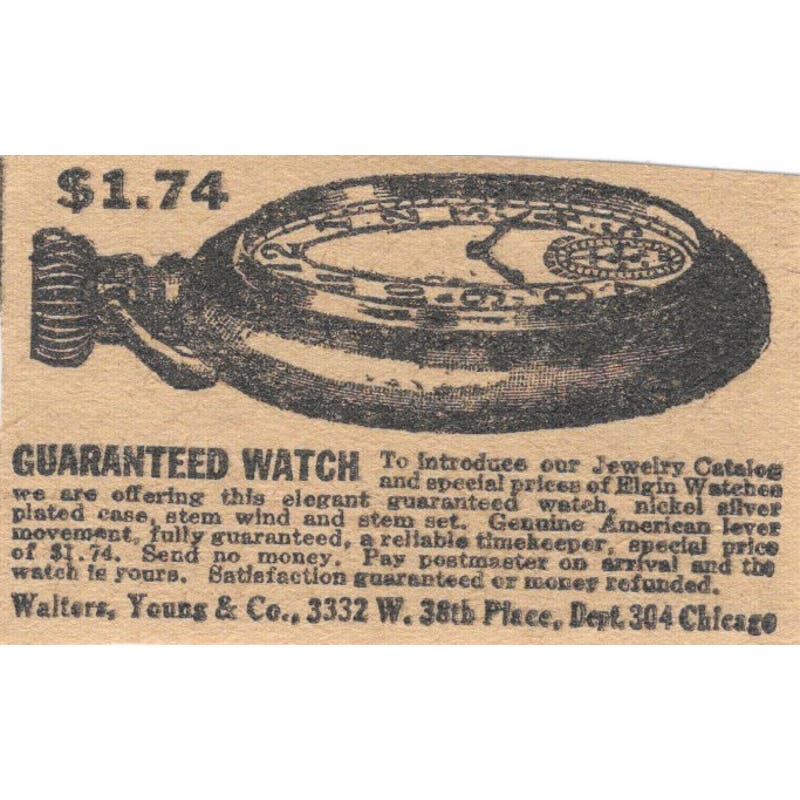 Walters & Young Co Chicago Stopwatch Offer 1923 Magazine Ad Clip AE1-6