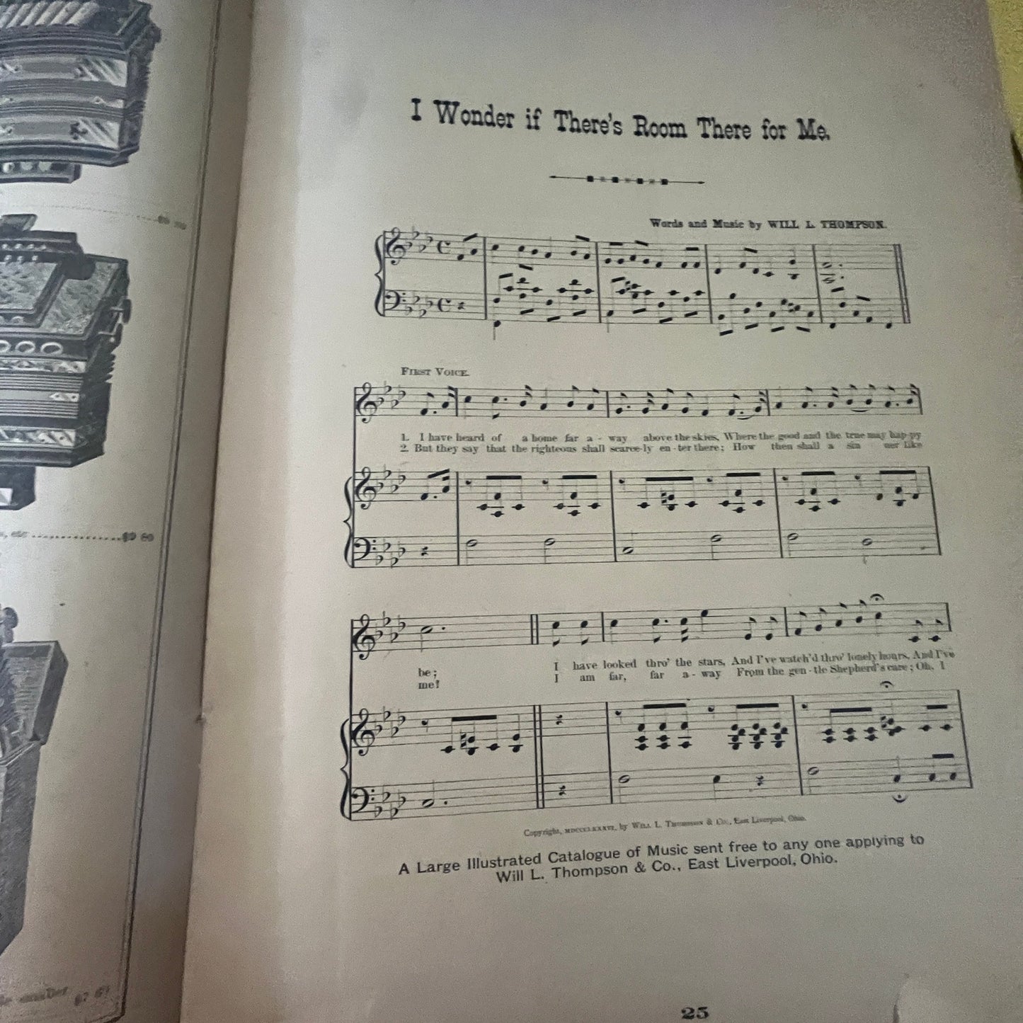 c1890 Will L. Thompson & Co Music Catalog Music Depot East Liverpool OH V33-4