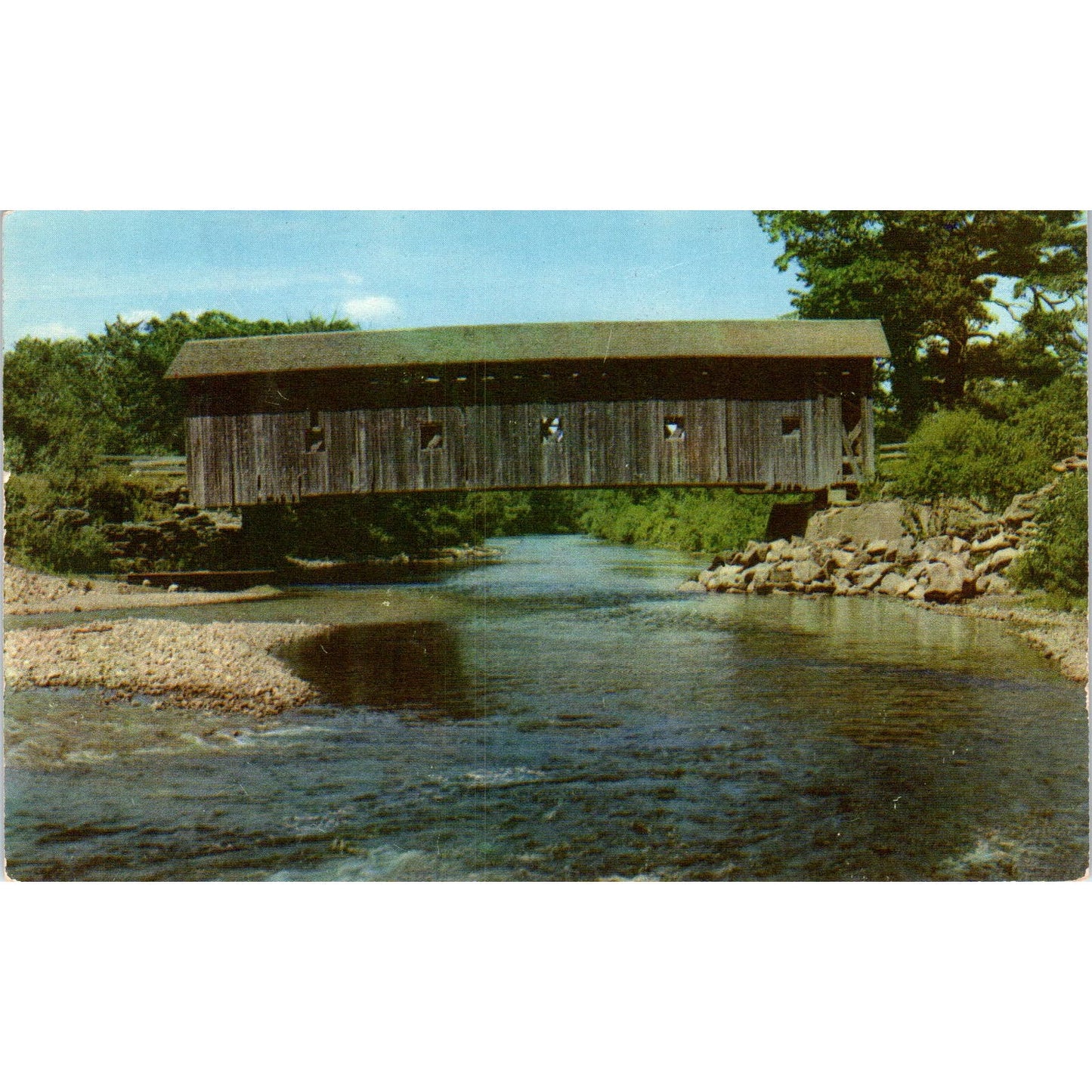 Covered Bridge at Arlington VT Vintage Covered Bridge Postcard PD6