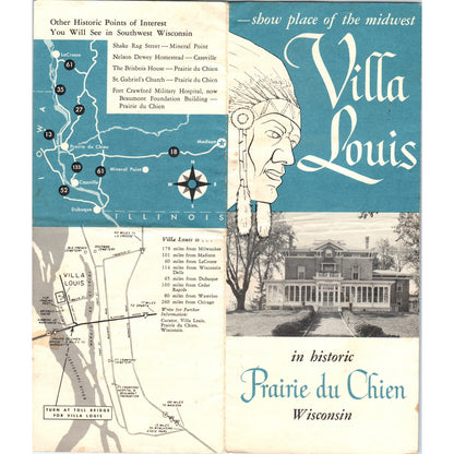 Vintage Villa Louis Prairie Du Chien Wisconsin Brochure TF4-B4