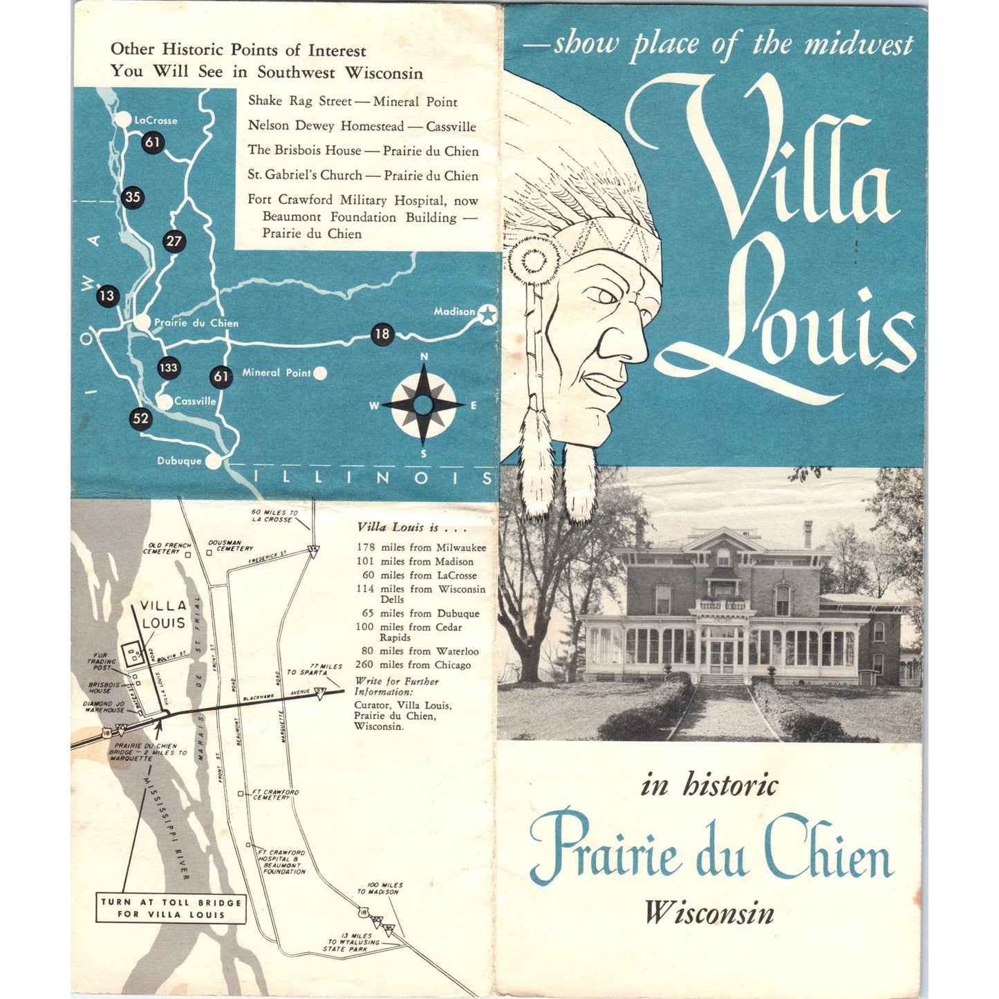 Vintage Villa Louis Prairie Du Chien Wisconsin Brochure H5-5