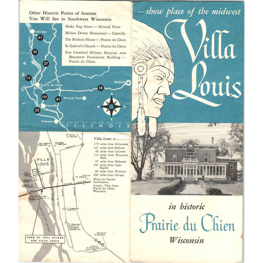 Vintage Villa Louis Prairie Du Chien Wisconsin Brochure H5-5