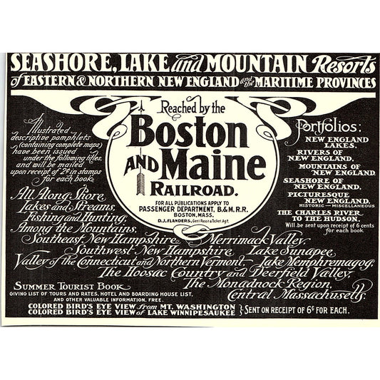 Boston and Maine Railroad - Summer New England Tours - 1904 Ad AF5-2