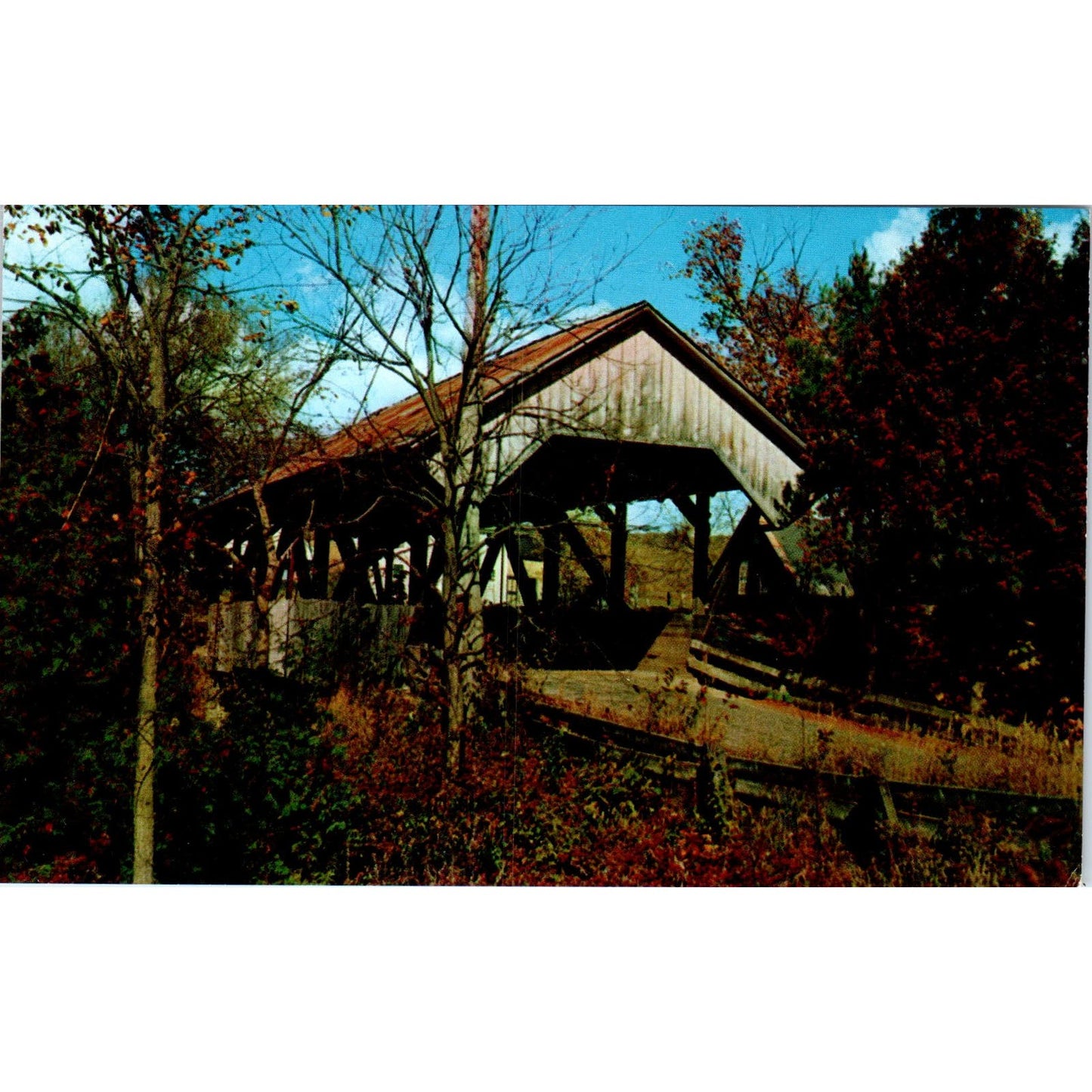 One of 5 Covered Bridges in Lyndon VT Vintage Covered Bridge Postcard PD6