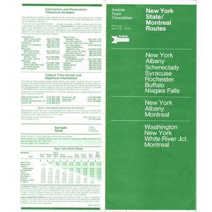 1979 Amtrak Train Timetables New York State/Montreal Routes AE9-X2