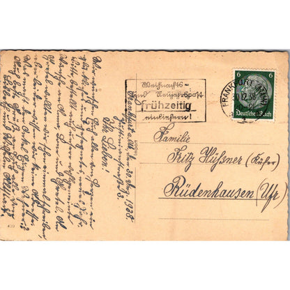 WWII New Year Frankfurt Fritz Hüßner 1938 German Reich Postcard P5-11