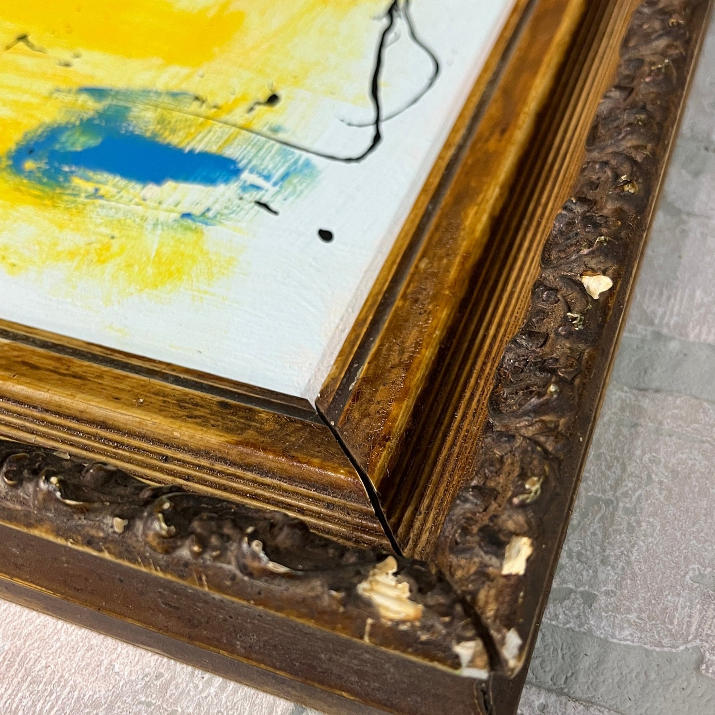 Original Framed Mixed Media Abstract Art Painting 17x21 "Privacy"