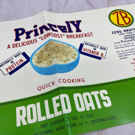 Princely Rolled Oats Label Zeng Brothers New York TH9