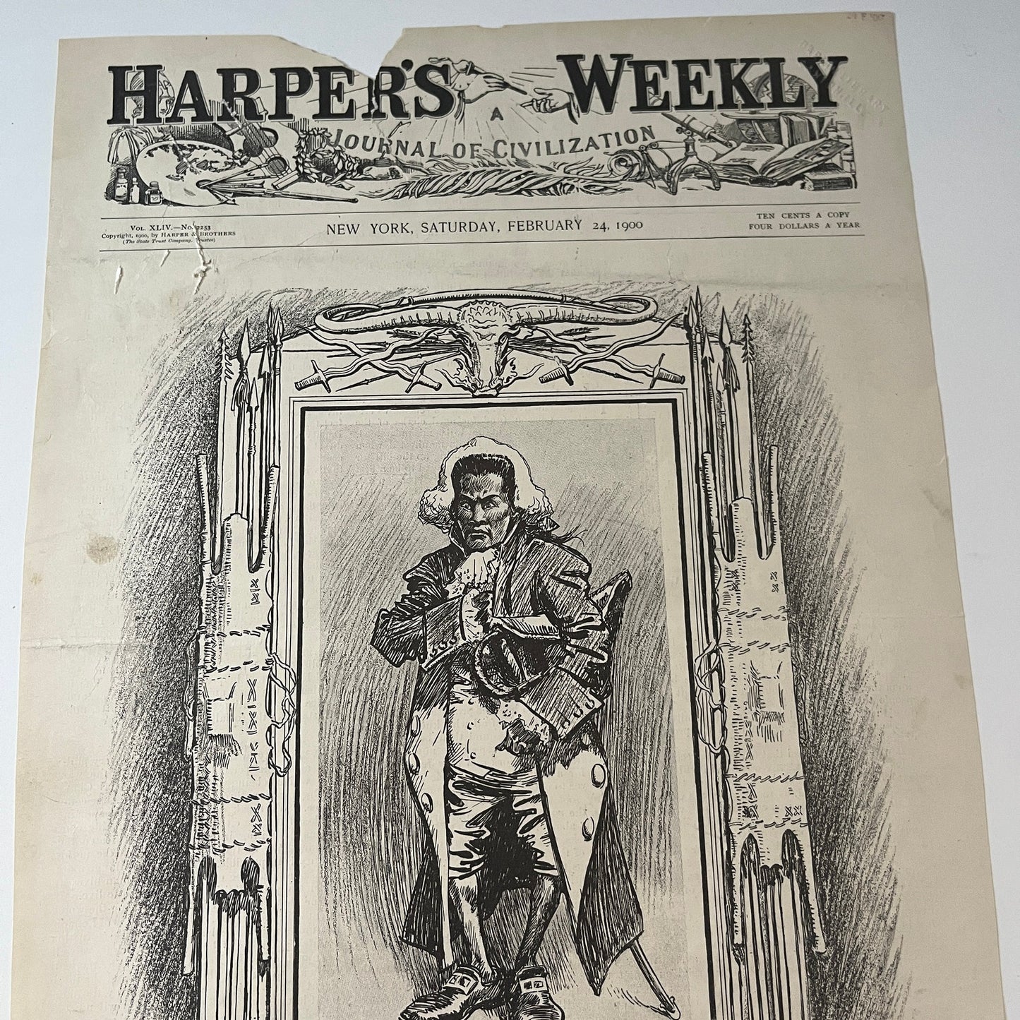 Harper's Weekly Portrait of George Washington Satire COVER ONLY 1900 Feb 24 V1-7
