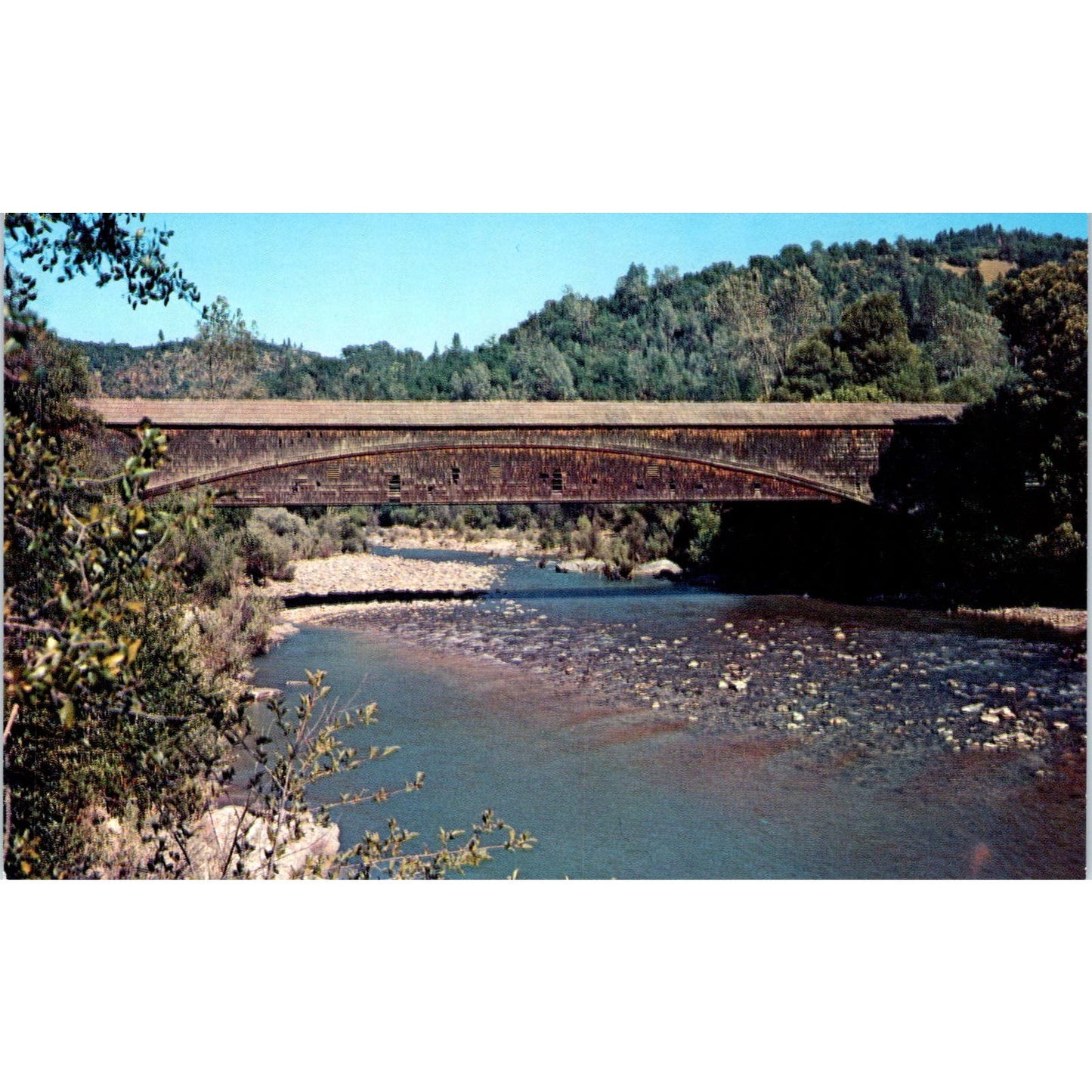 Bridgeport Bridge Yuba River Grass Valley California Covered Bridge Postcard PC2