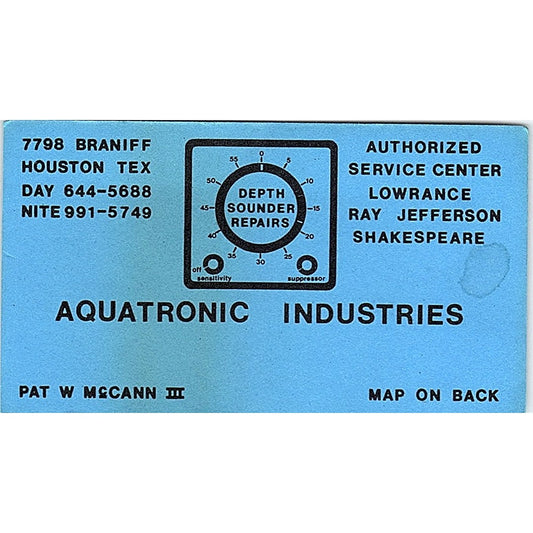 Pat W McCann III Aquatronic Industries Houston Vintage Business Card SD9-B7