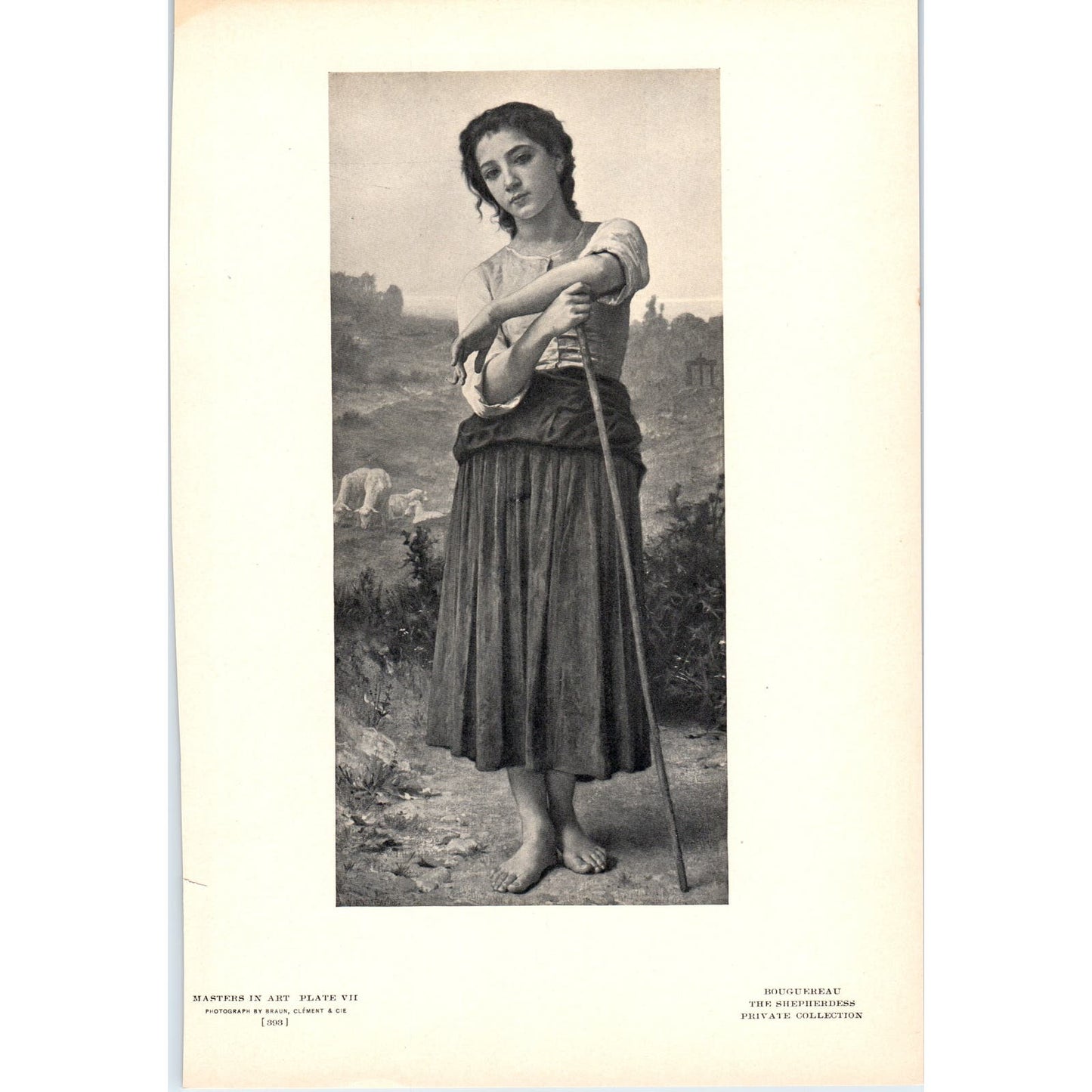 The Shepherdess - Bouguereau c1905 Art Print D16