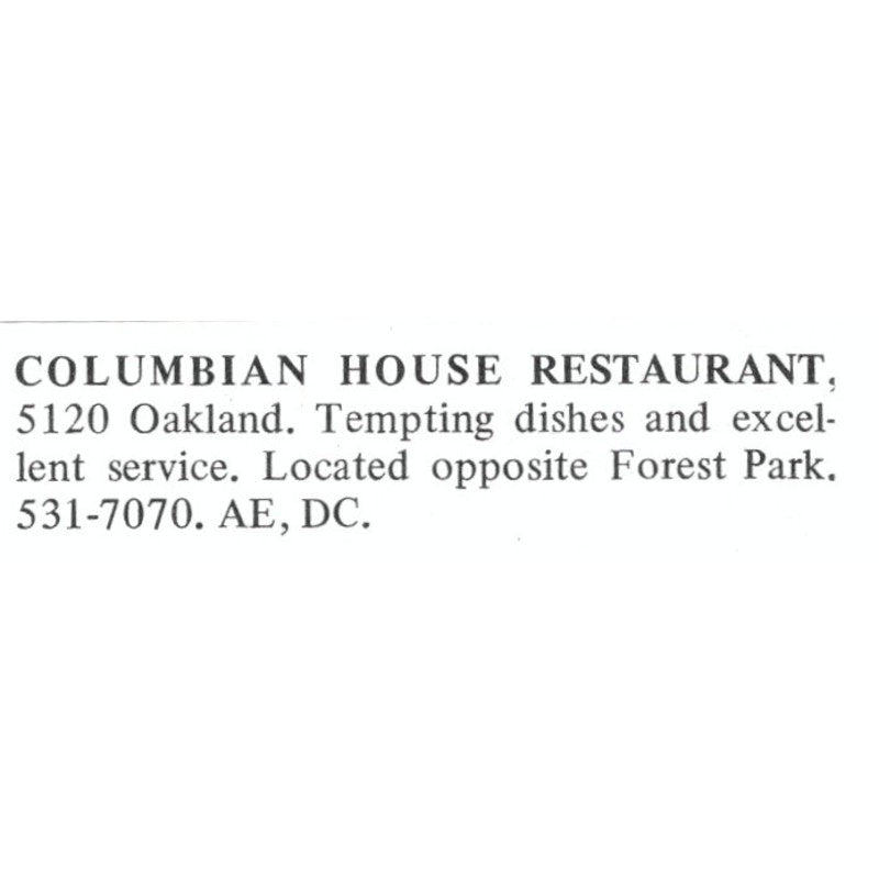 Columbian House Restaurant St. Louis 1971 Magazine Ad AD8-O1