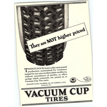 Vacuum Cup Tires Pennsylvania Rubber Co of America Jeannette PA c1920 Ad AF8-7