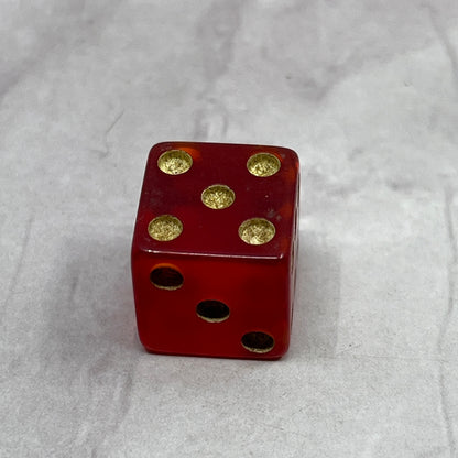 Vintage Small Red Bakelite Dice 1/3" SB7-3