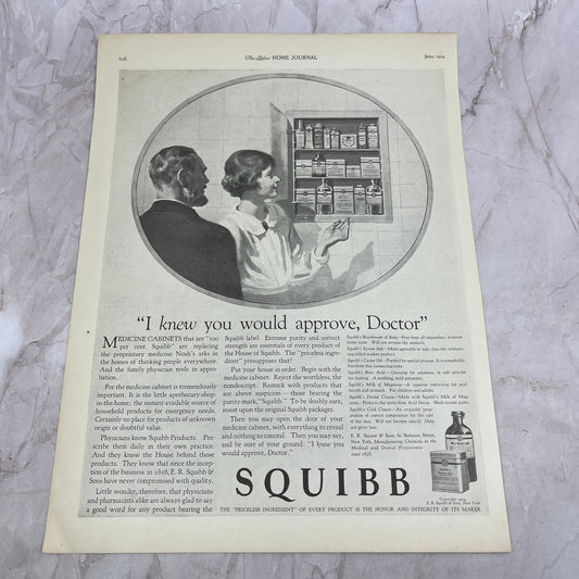 E.R. Squibb & Sons Medicine Products NY 1924 Magazine Ad FL6-11