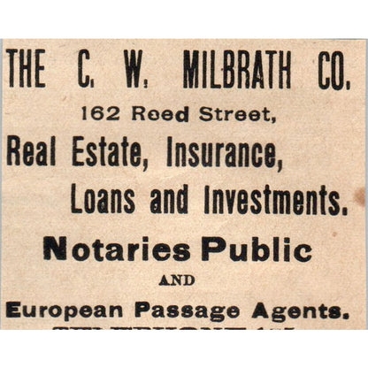 The C.W. Milbrath Co Real Estate Milwaukee 1898 Newspaper Clip AF7-SS9