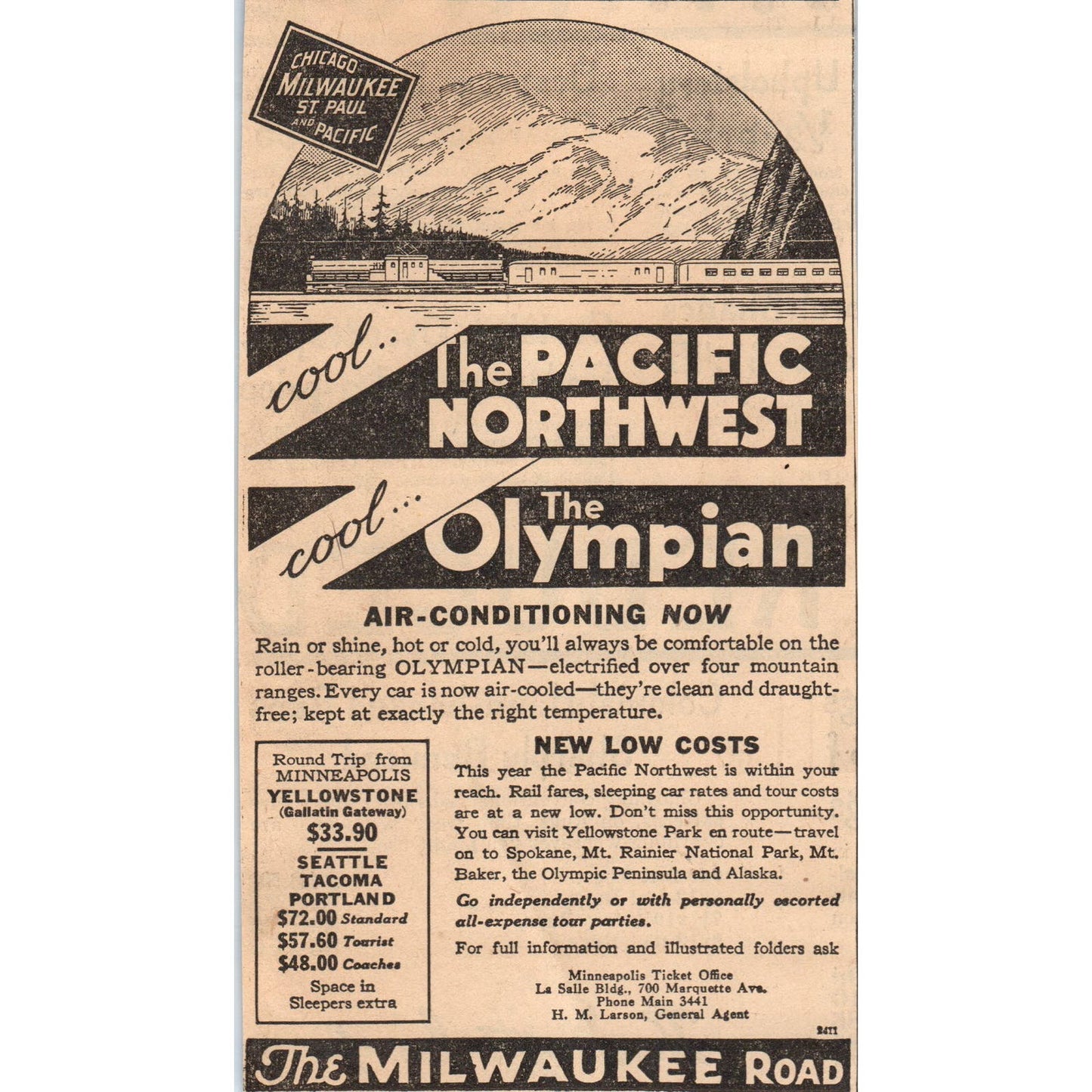 Chicago Milwaukee St. Paul RR Olympian 4x7" 1935 Minneapolis Journal Ad AE7-N1