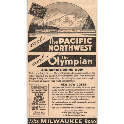 Chicago Milwaukee St. Paul RR Olympian 4x7" 1935 Minneapolis Journal Ad AE7-N1