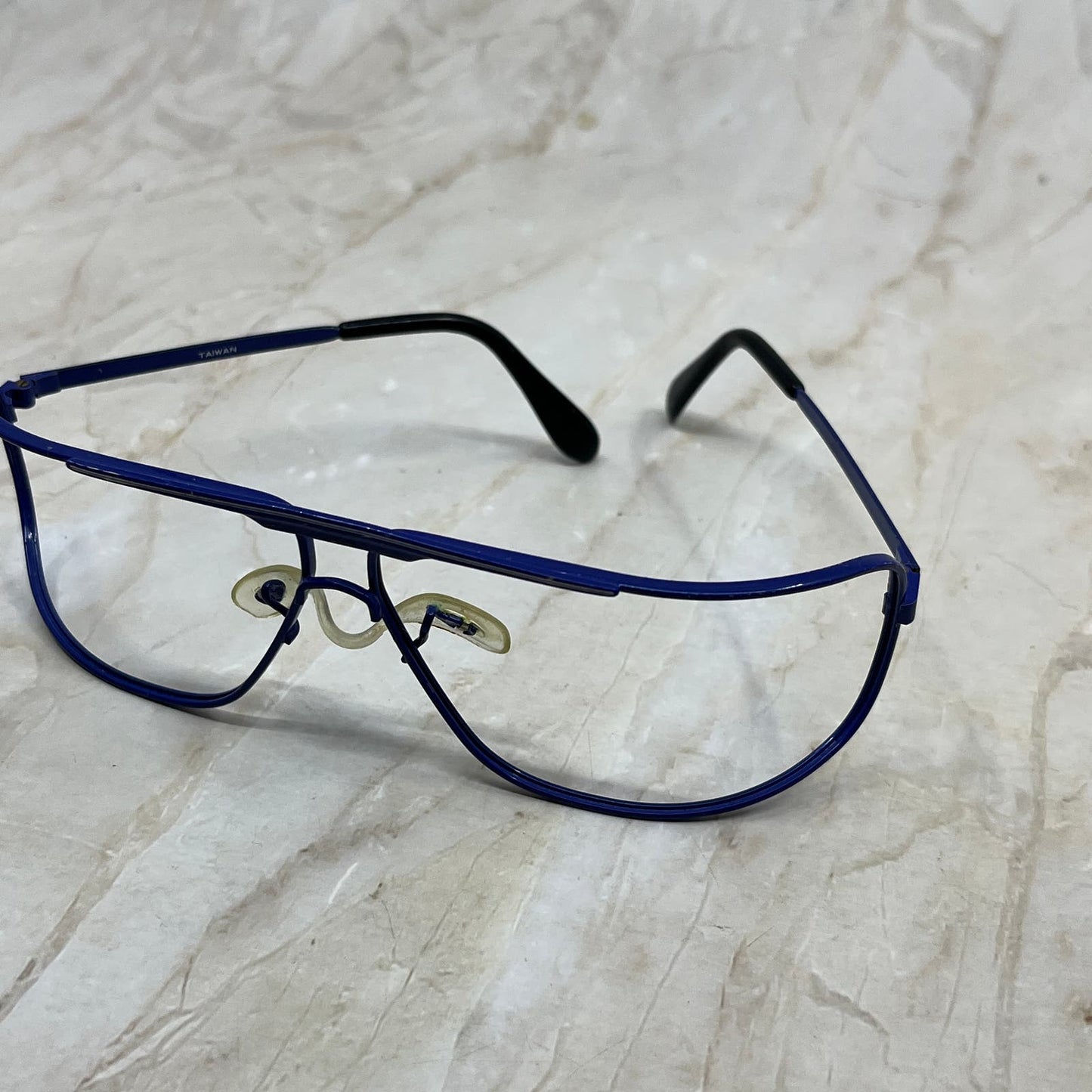 Vintage Aviator Blue Metal Wraparound Sunglasses Eyeglasses Frames TD5G1-10
