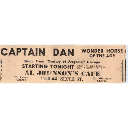 Al Johnson's Cafe Captain Dan 1935 Minneapolis Journal Advertisement AE7-H2