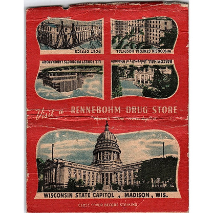 Rehoboam Drug Store Madison WI Landmarks Vintage Large Matchbook Cover TH2-Y1